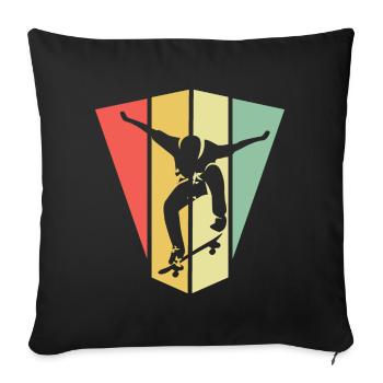 skate skateboarding symbol retro vintage Olli icon - Sofa pillowcase 17,3'' x 17,3'' (45 x 45 cm) - black - Front
