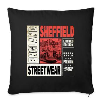 Sheffield Angleterre UK City Skyline Accueil Amour - Housse de coussin décorative 45 x 45 cm - noir - Devant