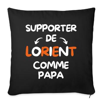 Supporter de Lorient comme papa - Housse de coussin décorative 45 x 45 cm - noir - Devant
