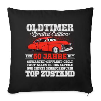 Oldtimer Baujahr 50 Jahre 50 Geburtstag Geschenk - Sofakissenbezug 45 x 45 cm - Schwarz - Vorne