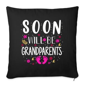 Bientôt nous serons grand-mère et grand-père, nous serons grands-parents - Housse de coussin décorative 45 x 45 cm - noir - Devant