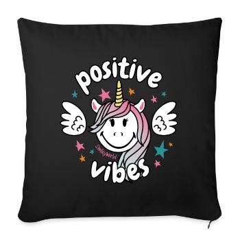 SmileyWorld Smiling Unicorn Positive Vibes - Sofa pillowcase 17,3'' x 17,3'' (45 x 45 cm) - black - Front