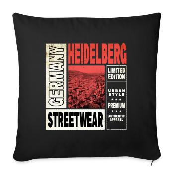 Heidelberg Germany City Skyline Home Love - Sofa pillowcase 17,3'' x 17,3'' (45 x 45 cm) - black - Front