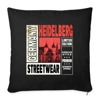 Heidelberg Allemagne Ville Skyline Home Love - Housse de coussin décorative 45 x 45 cm - noir - Devant