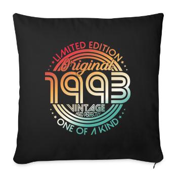 1993 Naissance vintage Anniversaire Rétro - Housse de coussin décorative 45 x 45 cm - noir - Devant