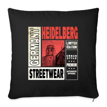 Heidelberg Allemagne Ville Skyline Home Love - Housse de coussin décorative 45 x 45 cm - noir - Devant