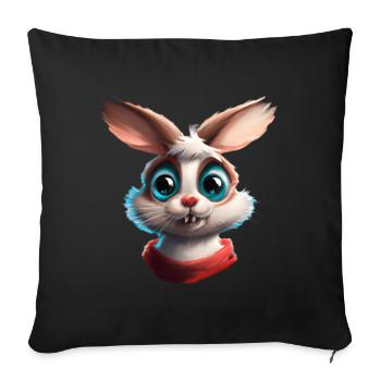 lapin lapin doux moelleux mignons enfants - Housse de coussin décorative 45 x 45 cm - noir - Devant