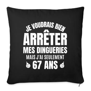 anniversaire, anniversaire 67 ans - Housse de coussin décorative 45 x 45 cm - noir - Devant