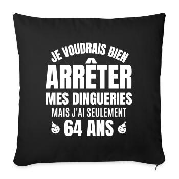 anniversaire, anniversaire 64 ans - Housse de coussin décorative 45 x 45 cm - noir - Devant
