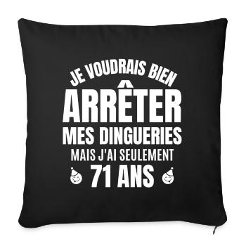 anniversaire 71 ans, anniversaire - Housse de coussin décorative 45 x 45 cm - noir - Devant