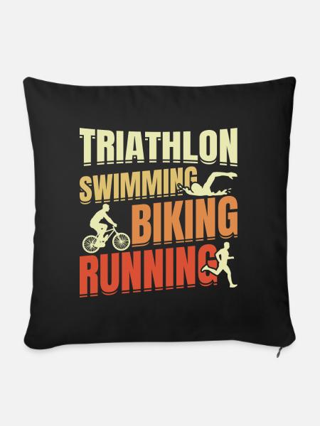 Triathlon Wiederholen - Sofakissenbezug 45 x 45 cm - Schwarz