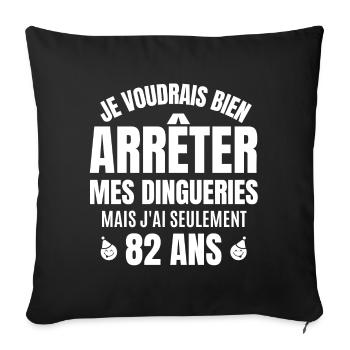 anniversaire 82 ans, anniversaire - Housse de coussin décorative 45 x 45 cm - noir - Devant
