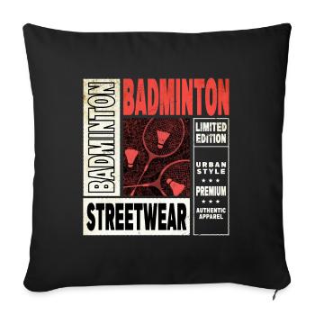 Badminton Badminton Sport Player Vintage Rétro - Housse de coussin décorative 45 x 45 cm - noir - Devant
