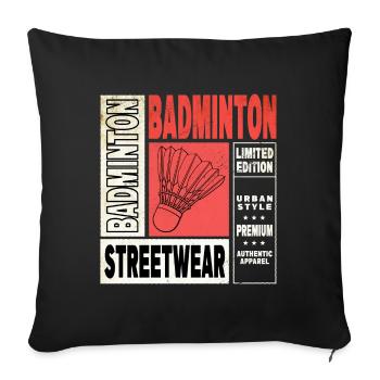 Badminton Badminton Sport Player Vintage Rétro - Housse de coussin décorative 45 x 45 cm - noir - Devant