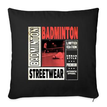 Badminton Badminton Sport Player Vintage Rétro - Housse de coussin décorative 45 x 45 cm - noir - Devant