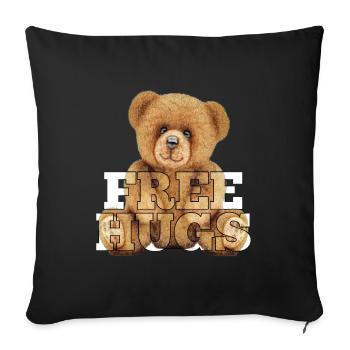 Teddy Gratis Umarmungen Geschenk - Sofakissenbezug 45 x 45 cm - Schwarz - Vorne
