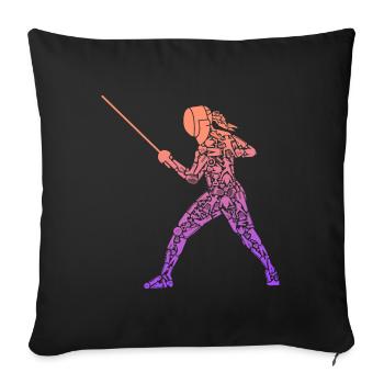 Fencing Symbols Women Fencing Fencers - Sofa pillowcase 17,3'' x 17,3'' (45 x 45 cm) - black - Front