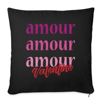 t-shirt amour Saint-Valentin 14 février amour amour - Housse de coussin décorative 45 x 45 cm - noir - Devant