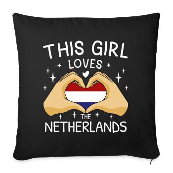 Pays-Bas Drapeau Hollande Drapeau néerlandais - Housse de coussin décorative 45 x 45 cm - noir - Devant