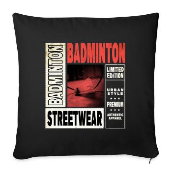 Badminton Badminton Sport Player Vintage Rétro - Housse de coussin décorative 45 x 45 cm - noir - Devant
