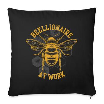 Reellionaire at Work Bee - Sofa pillowcase 17,3'' x 17,3'' (45 x 45 cm) - black - Front