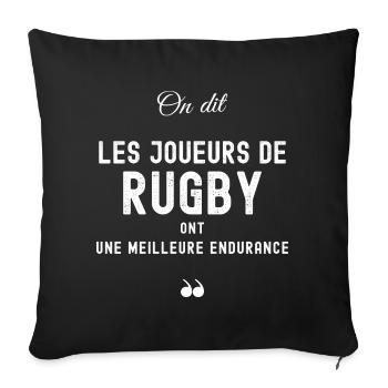 Citation Rugby Endurance Illustration - Housse de coussin décorative 45 x 45 cm - noir - Devant