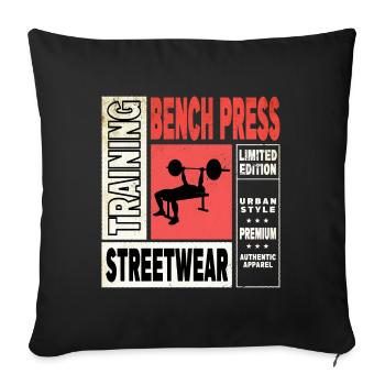 Bankdrücken Gewichtheben Kraftsport Fitness Stark - Sofakissenbezug 45 x 45 cm - Schwarz - Vorne