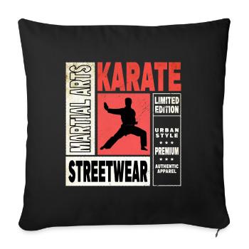 Karaté, Karatéka, arts martiaux, Combats, Sports - Housse de coussin décorative 45 x 45 cm - noir - Devant