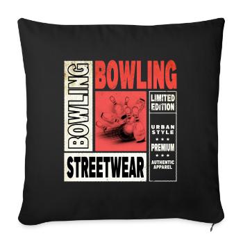 Bowling Bowling Bowling Ball Pins Bowling Players - Sofa pillowcase 17,3'' x 17,3'' (45 x 45 cm) - black - Front