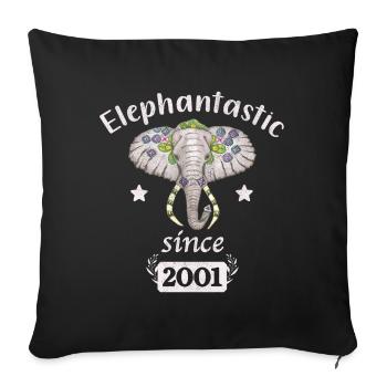 Elephantastic since 2001, elephant head decorated - Sofa pillowcase 17,3'' x 17,3'' (45 x 45 cm) - black - Front
