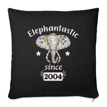 Elephantastic since 2004, elephant head decorated - Sofa pillowcase 17,3'' x 17,3'' (45 x 45 cm) - black - Front