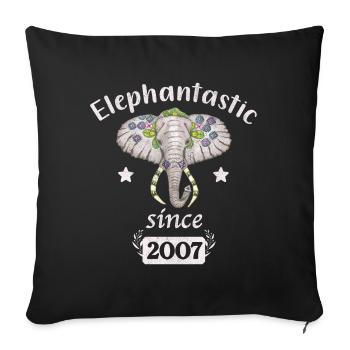 Elephantastic since 2007, elephant head decorated - Sofa pillowcase 17,3'' x 17,3'' (45 x 45 cm) - black - Front