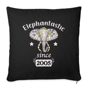 Elephantastic since 2005, elephant head decorated - Sofa pillowcase 17,3'' x 17,3'' (45 x 45 cm) - black - Front