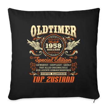 Oldtimer Baujahr 1958 Jahrgang Geburtstag Geschenk - Sofakissenbezug 45 x 45 cm - Schwarz - Vorne