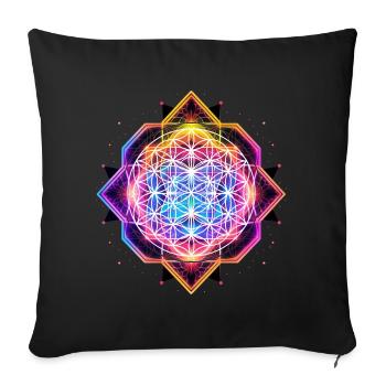 T-Shirt, Flower of Life, Sacred Geometry - Sofa pillowcase 17,3'' x 17,3'' (45 x 45 cm) - black - Front
