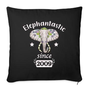 Elephantastic since 2009, elephant head decorated - Sofa pillowcase 17,3'' x 17,3'' (45 x 45 cm) - black - Front