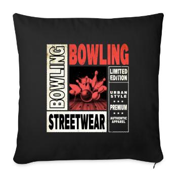 Bowling Bowling Bowling Ball Pins Bowling Players - Sofa pillowcase 17,3'' x 17,3'' (45 x 45 cm) - black - Front
