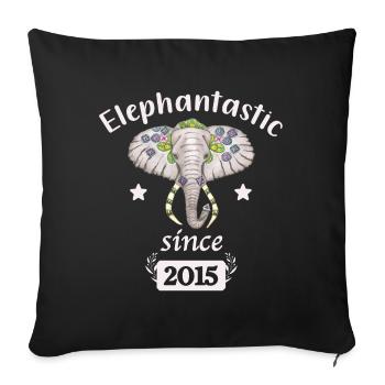 Elephantastic since 2015, elephant head decorated - Sofa pillowcase 17,3'' x 17,3'' (45 x 45 cm) - black - Front