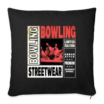 Bowling Bowling Bowling Ball Pins Bowling Players - Sofa pillowcase 17,3'' x 17,3'' (45 x 45 cm) - black - Front