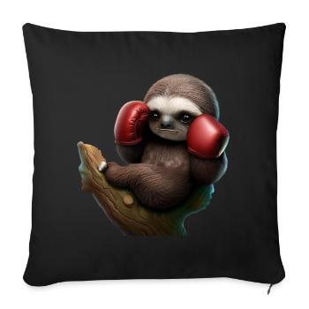 Boxendes Faultier auf Baum - Sofakissenbezug 45 x 45 cm - Schwarz - Vorne