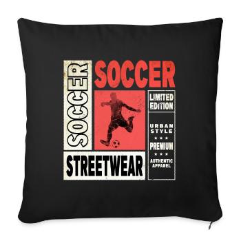 Joueur de football Joueur de football Fan Club sportif - Housse de coussin décorative 45 x 45 cm - noir - Devant