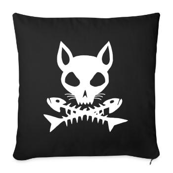 White cat skull - Sofa pillowcase 17,3'' x 17,3'' (45 x 45 cm) - black - Front
