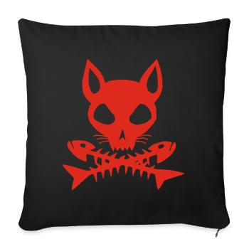 Red cat skull - Sofa pillowcase 17,3'' x 17,3'' (45 x 45 cm) - black - Front
