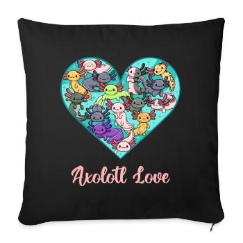 Axolotl Love toutes sortes de conception pour les fans d’Axolotl - Housse de coussin décorative 45 x 45 cm - noir - Devant