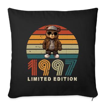 1997 Année de fabrication Anniversaire Édition Limitée Rétro - Housse de coussin décorative 45 x 45 cm - noir - Devant