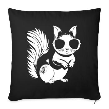 Funny Squirrel Wearing Sunglasses Squirrels - Sofa pillowcase 17,3'' x 17,3'' (45 x 45 cm) - black - Front