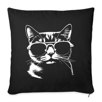 Lustige Katze mit Sonnenbrille Kätzchen Sonnenbrille Katzen - Sofakissenbezug 45 x 45 cm - Schwarz - Vorne