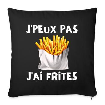 frites, manger des frites, fast food - Housse de coussin décorative 45 x 45 cm - noir - Devant