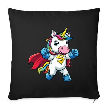 Licorne super-héros superpouvoirs bande dessinée surnaturelle - Housse de coussin décorative 45 x 45 cm - noir - Devant