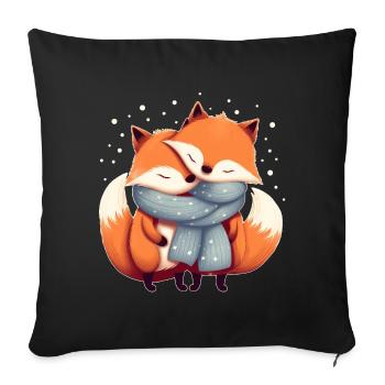 Fuchs Paar - Sofakissenbezug 45 x 45 cm - Schwarz - Vorne